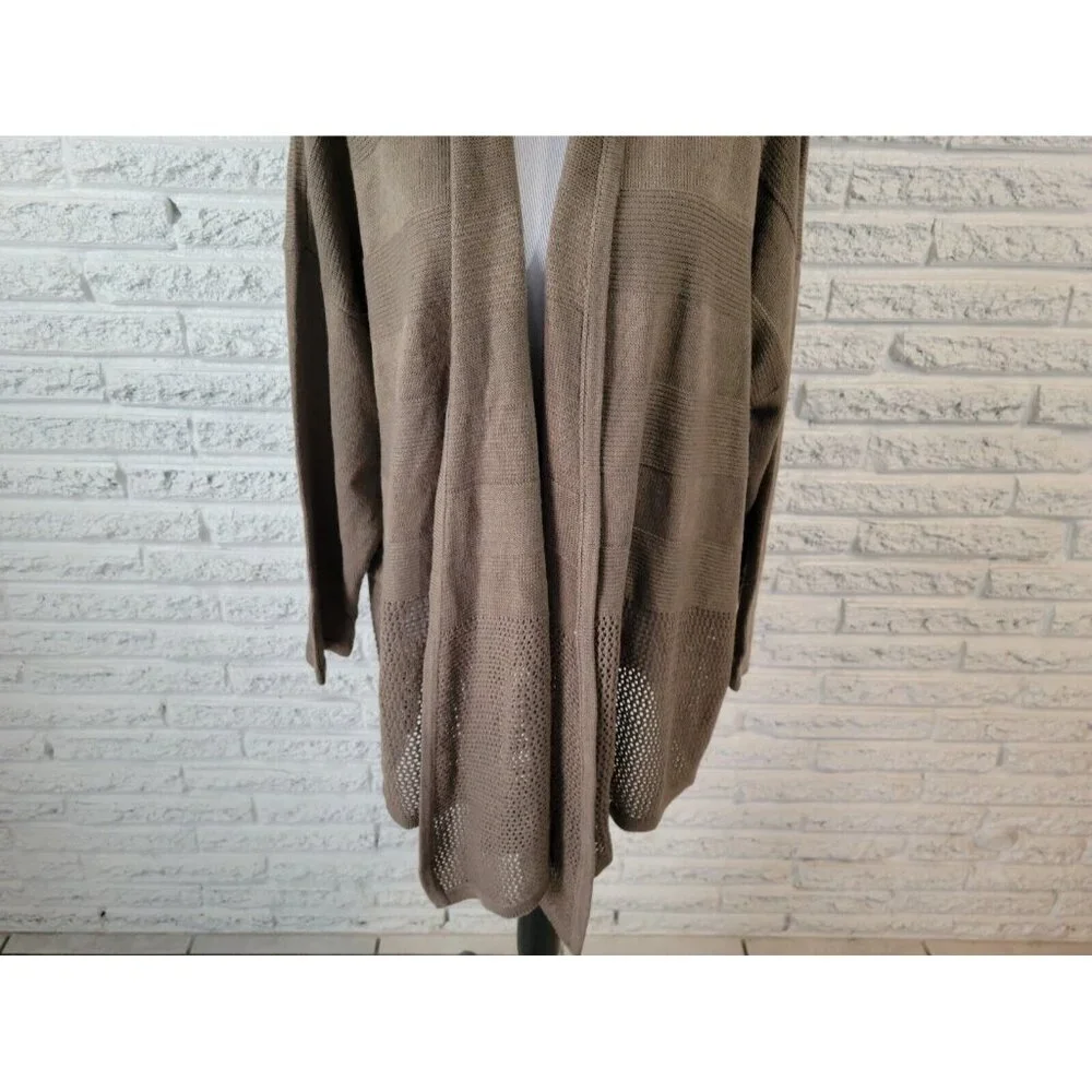 Design History Womens Sweater 3X Plus Cardigan Open Gray Acrylic SWE113E - Picture 5 of 9